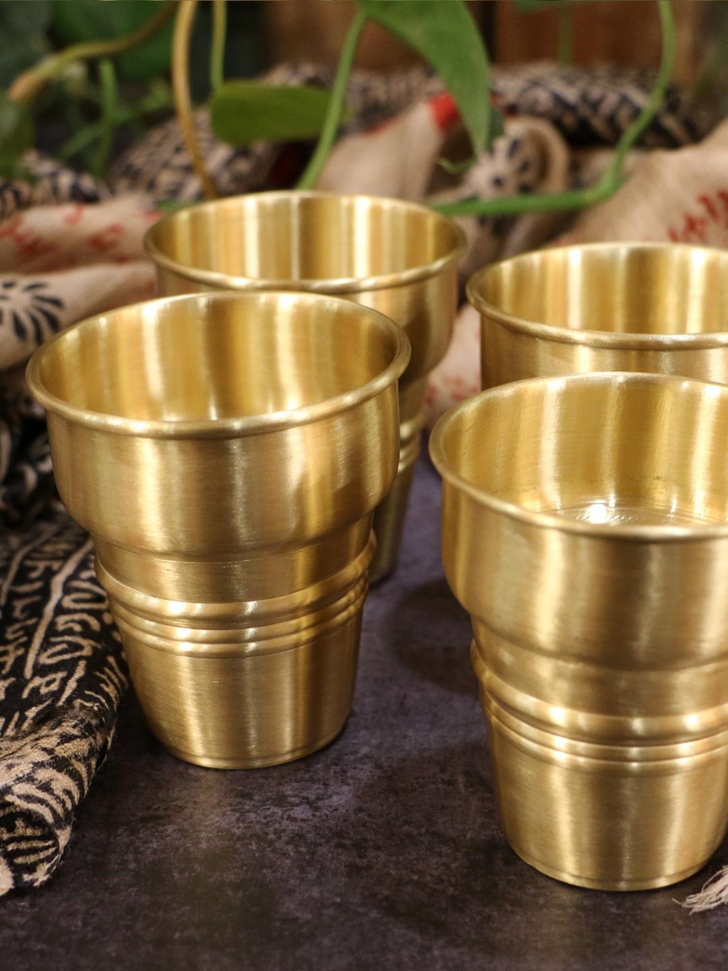 Ambi Fine Brass Kulhad Glass Set Of 4