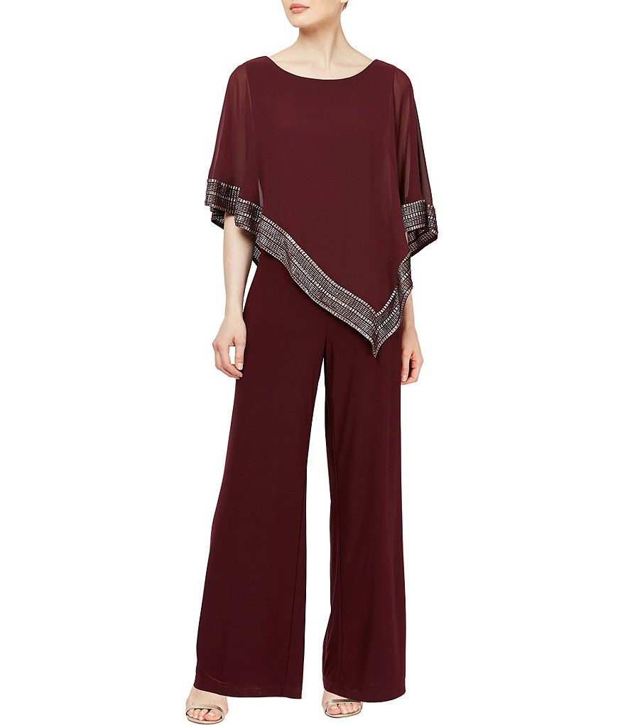 Tahari ASL Sequin Long Sleeve Crepe Jumpsuit