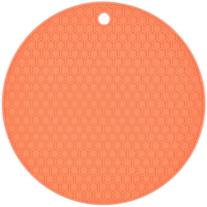 6-Pack Round 7-inch Silicone Hot Pot Holder Trivet Mat Pad - Blue, Teal, Salmon