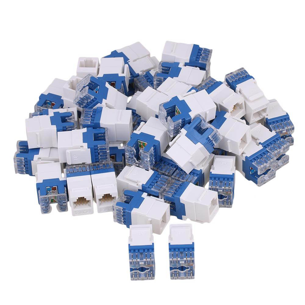 BQLZR 100PCS Cat6 RJ45 Gigabit Coupler Adapter for Keystone Panel 180 Degree