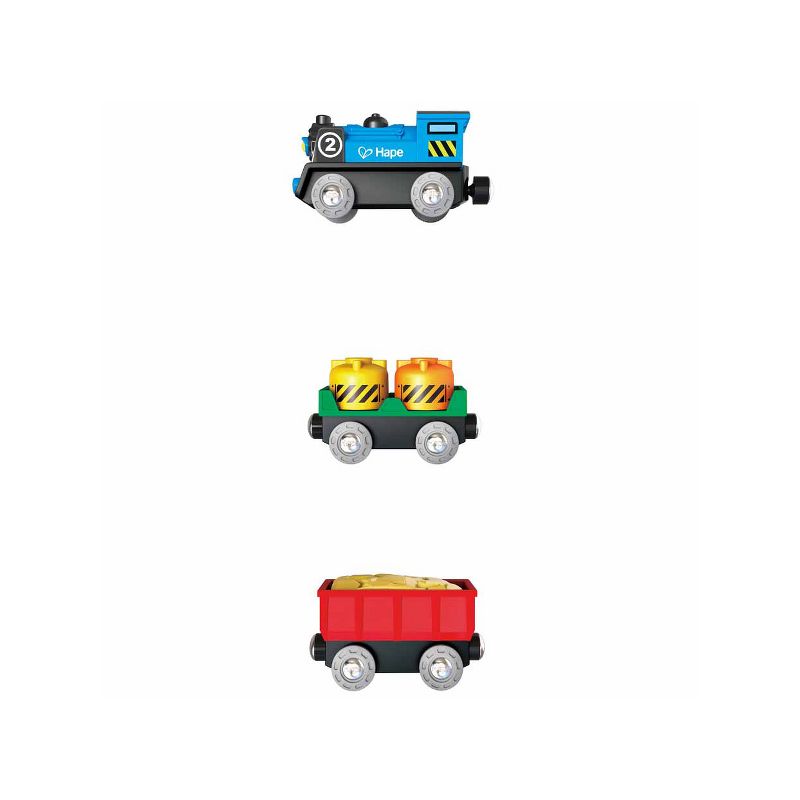 Hape Kids Toddler Wooden Magnetic Battery Powered Rolling Stock Cargo Railway Train Engine Toy Kit Set