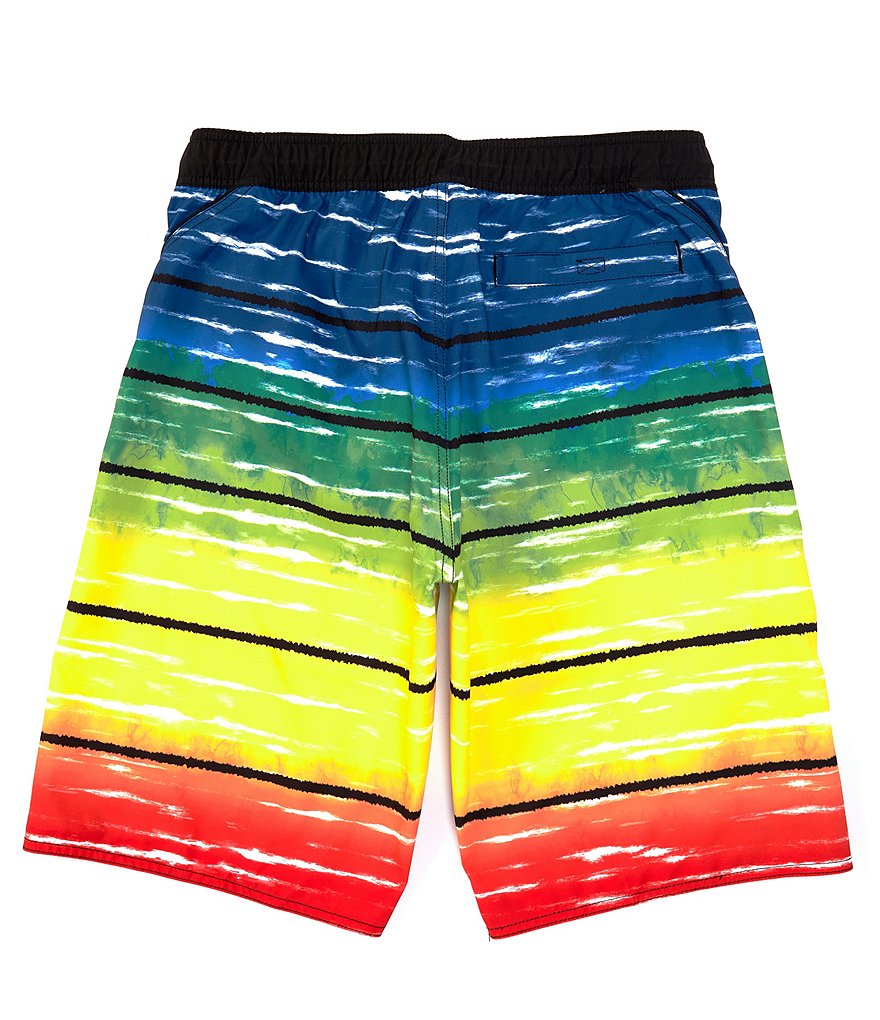 Roundtree & Yorke Big & Tall 11#double; and 13#double; Inseam Watercolor Ombre Print Swim Trunks