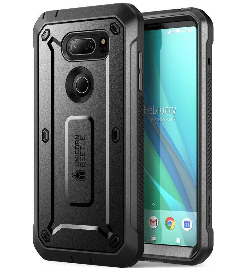 LG V30 Case, SUPCASE Full-body Rugged Holster Case with Built-in Screen Protector for LG V30, LG V30s,LG V30 Plus,LG V35,LG V35 ThinQ 2017 Release, Unicorn Beetle Pro Series (Black/Black)