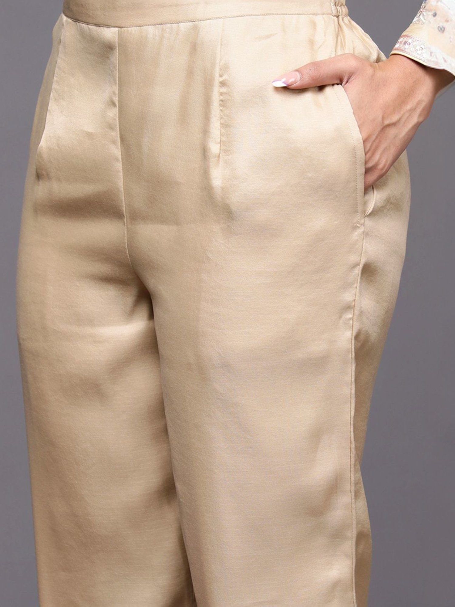 Libas Art Beige Embroidered Kurta Pant Set With Dupatta