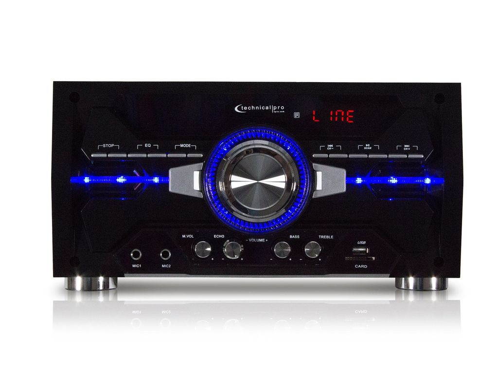 Technical Pro MS1000BT 10" Bluetooth LED Home Entertainment Speaker System withFitted out with an amplifier, two satellite speakers, a remote control, & a wireless microphone