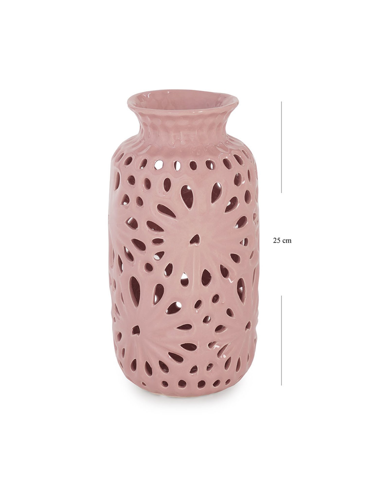 Pure Home and Living Pink Ceramic Cut Out Pattern Vase