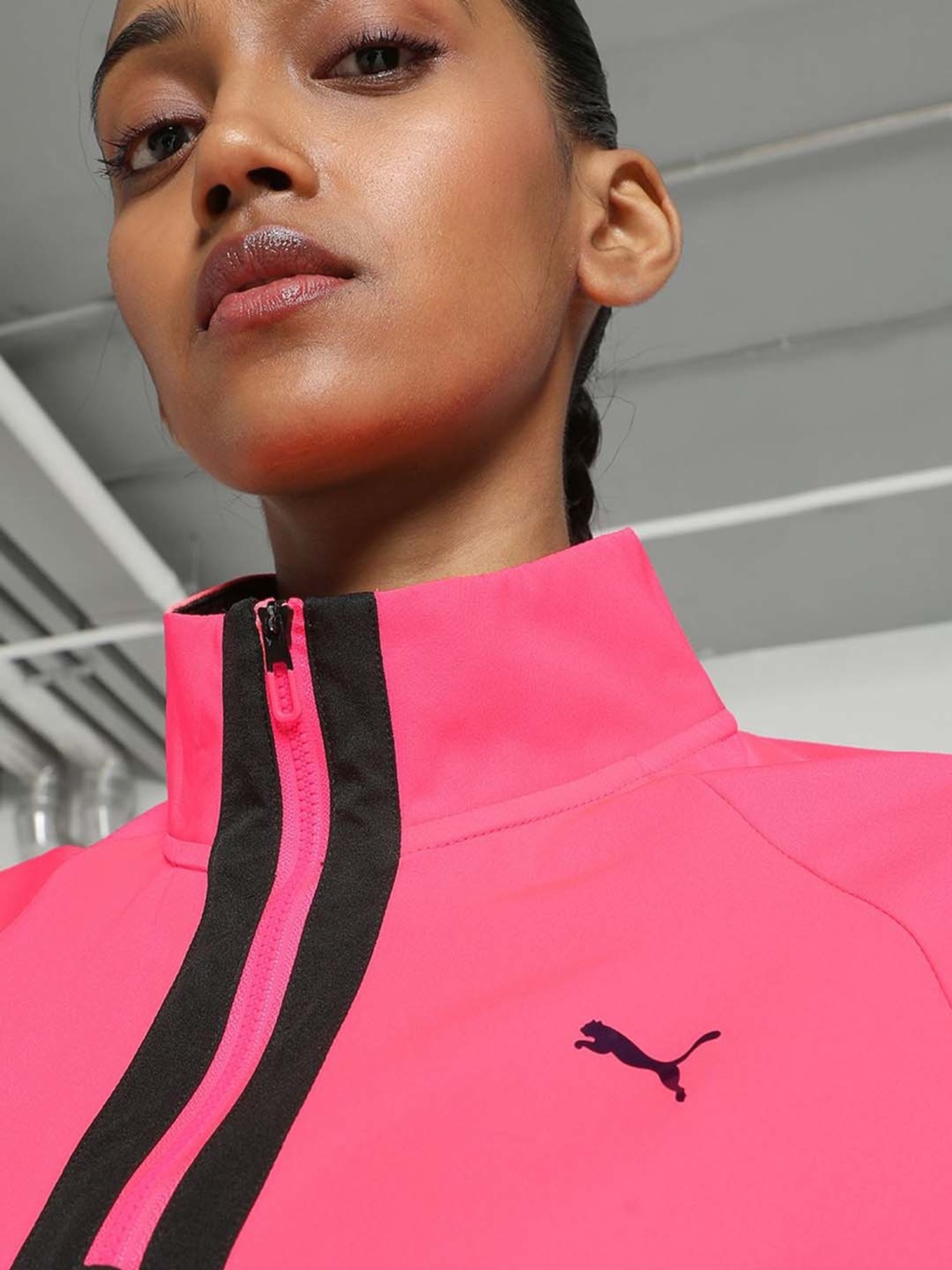 Puma Pink Relaxed Fit Half-Zip Jacket