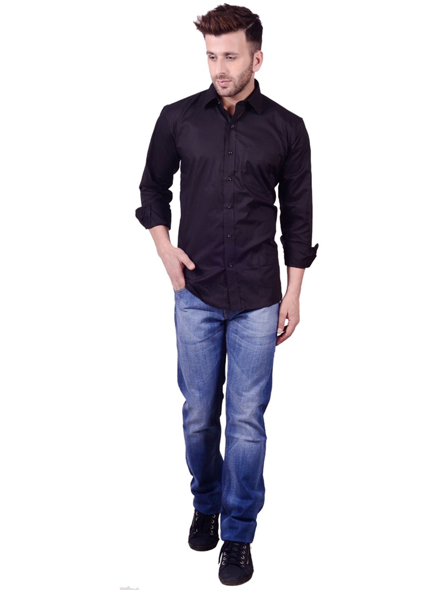 Hangup Plus Midnight Black Regular Fit Shirt