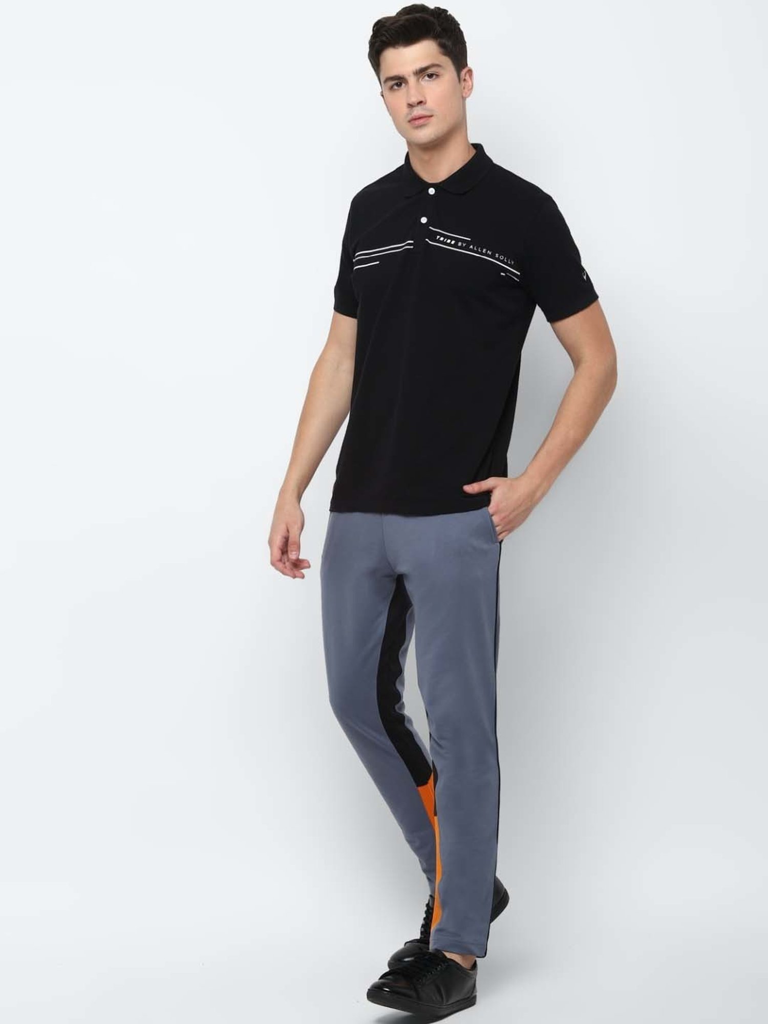 Tribe by Allen Solly Grey Cotton Regular Fit Track Pants