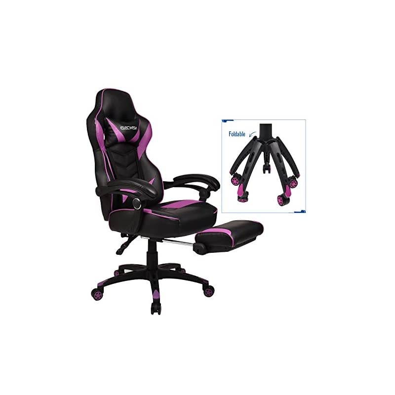 Chair for Adults with Footrest,High Back Swivel Computer Office Chair with Pillows and Lumber Support (Purple)