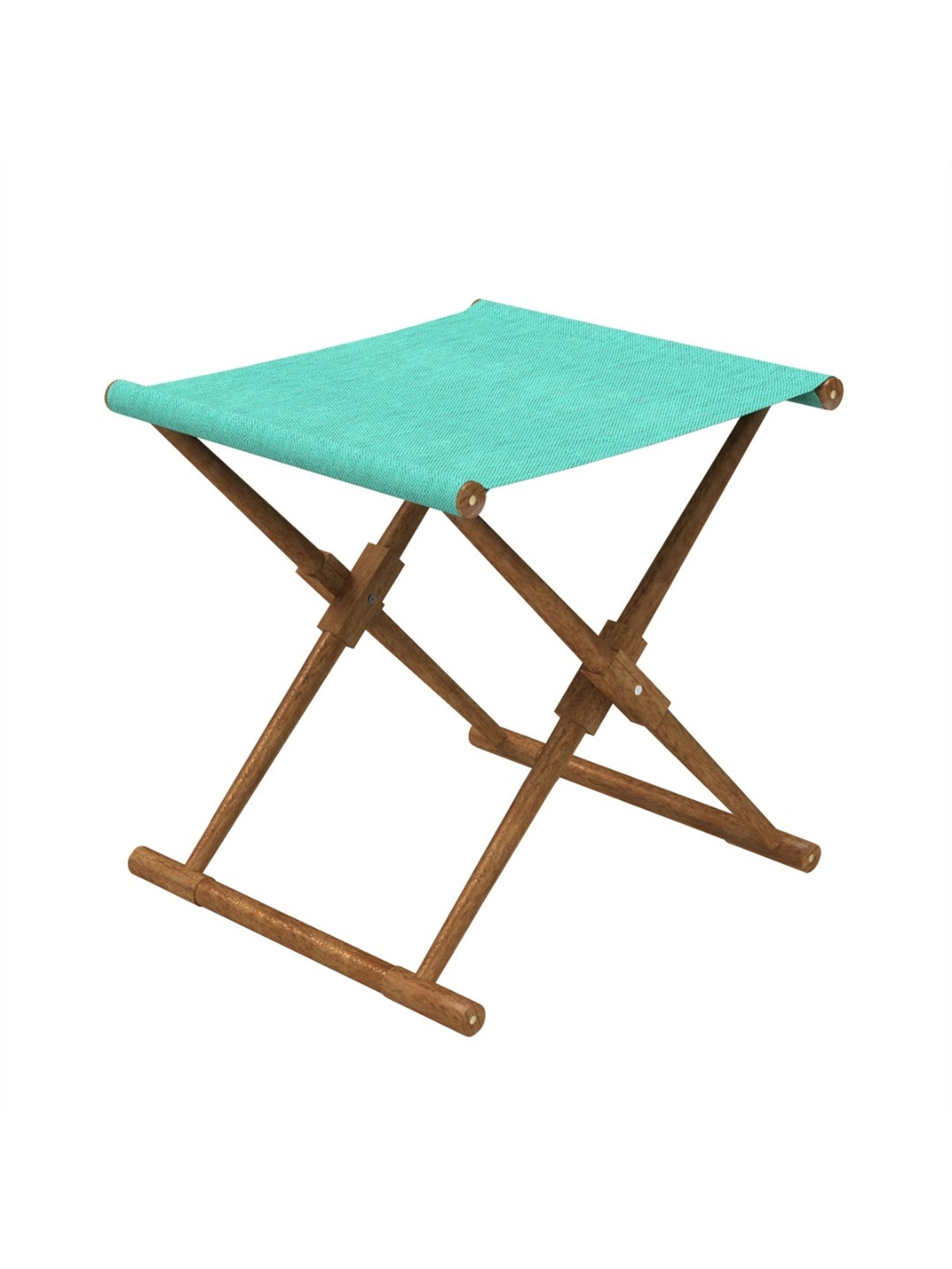 Chumbak Bistro Maldivian Solid Blue Sheesham Wood Folding Ottoman