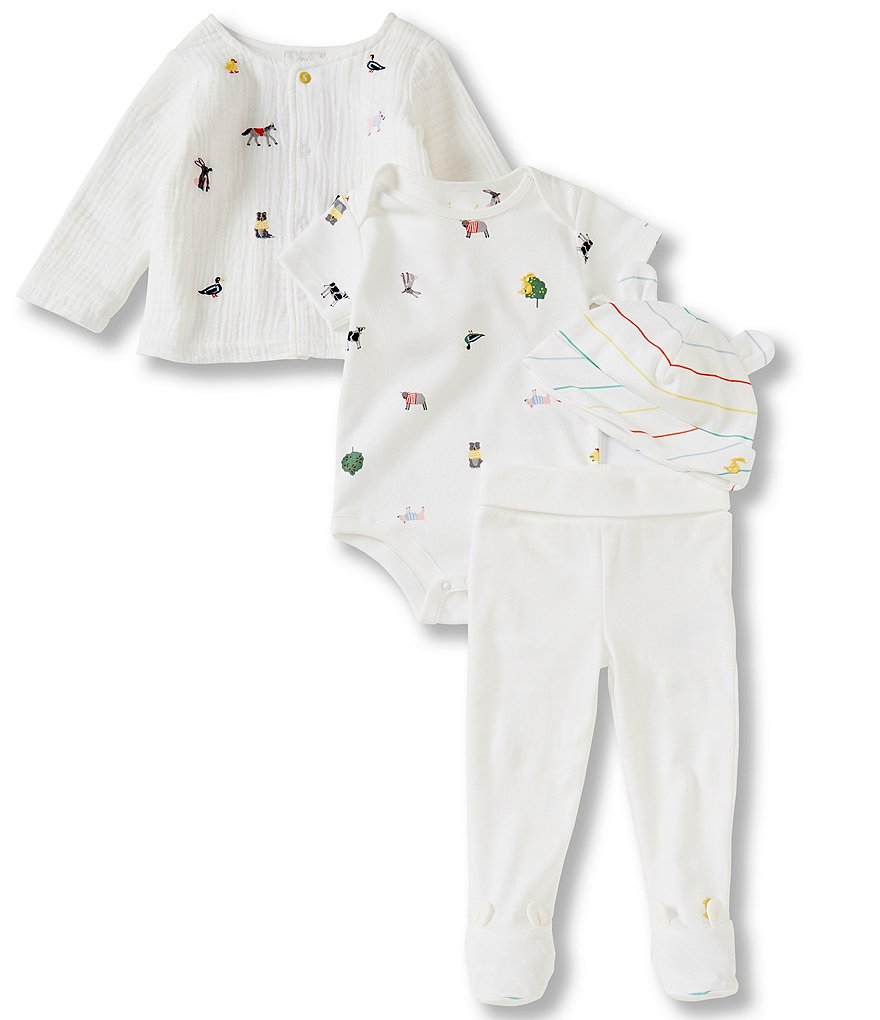 Peek Baby Girls 3-24 Months Long-Sleeve Embroidery Floral Print Babydoll Top & Pant Set