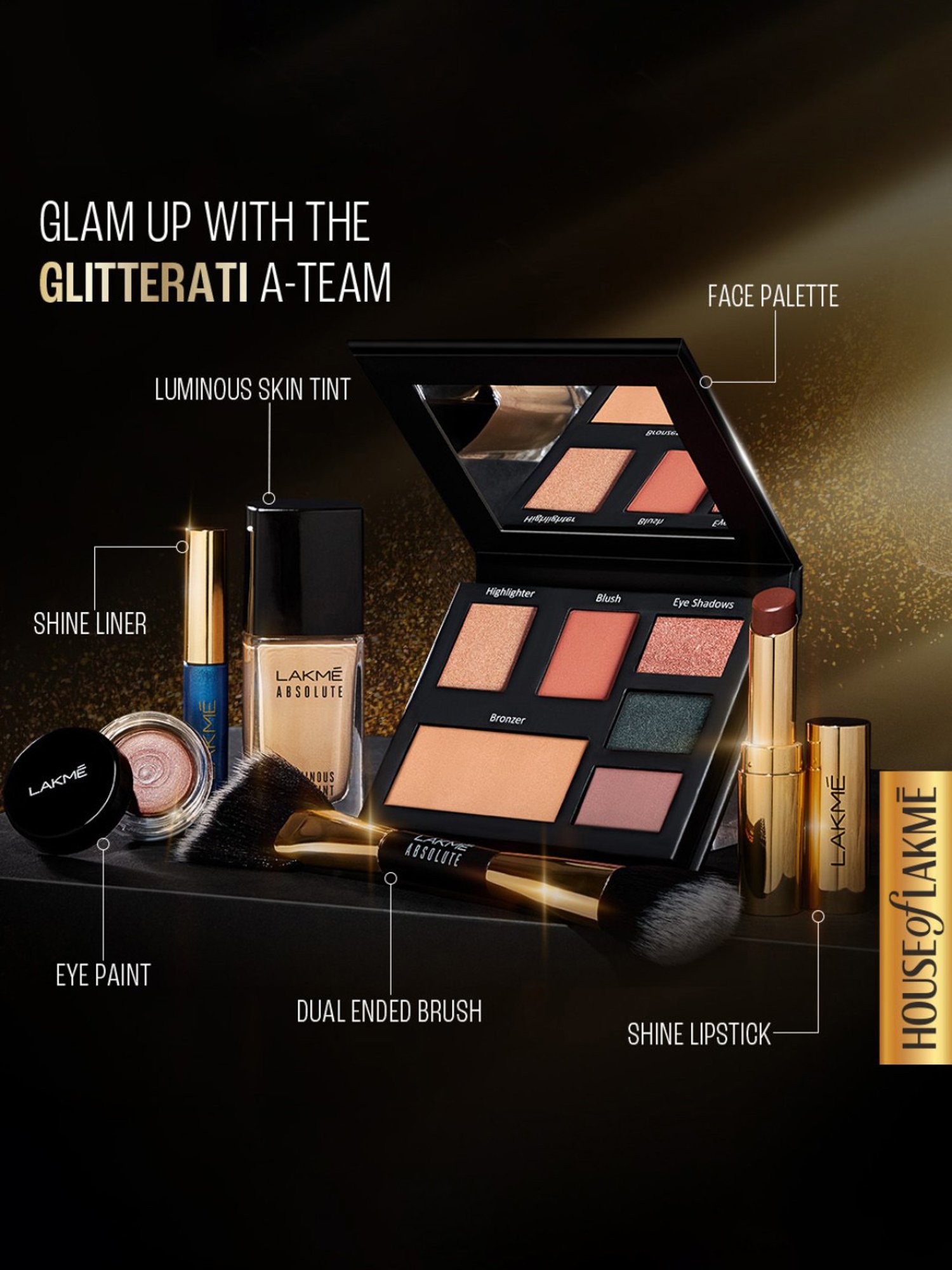 Lakme Glitterati 4-In-1 Face Palette Night Diva - 14 gm