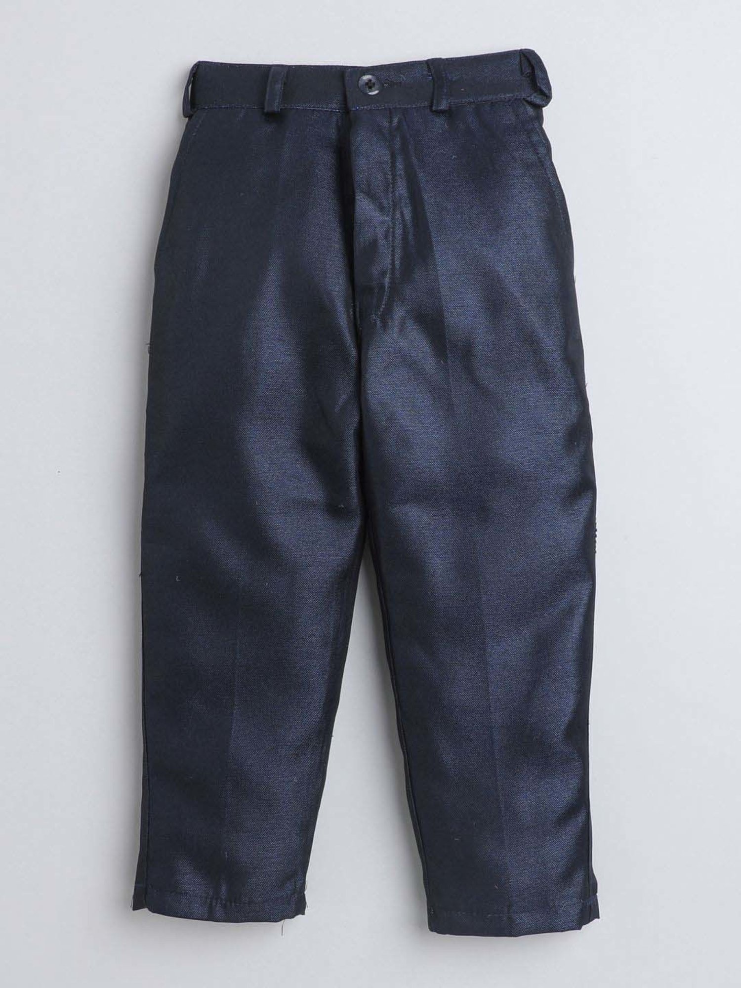 Fourfolds Boys Steelblue Solid Full Sleeves Suit Set