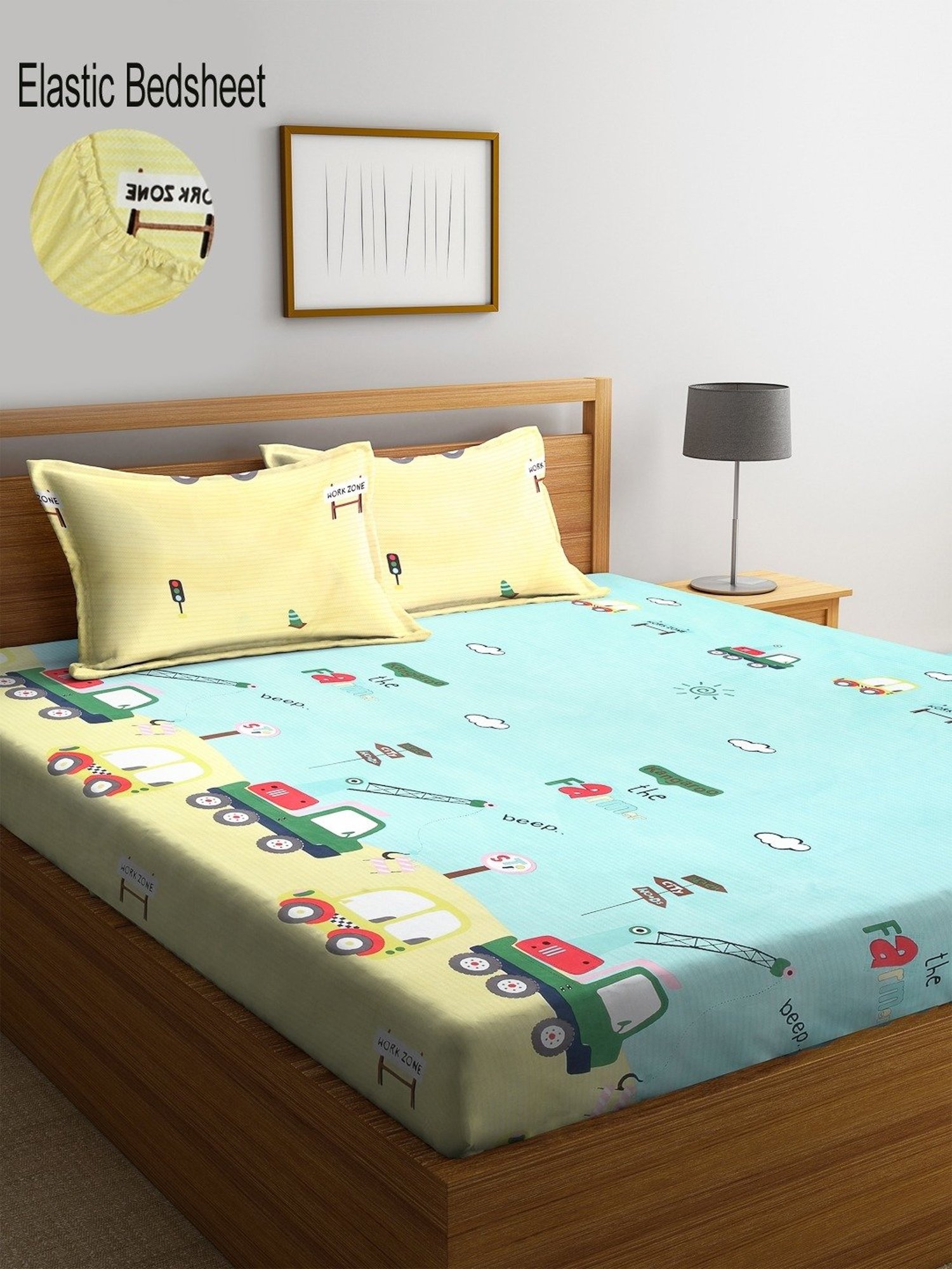 Klotthe Character based Multicolor 300 TC Cotton King Bedsheet with 2 Pillow Covers