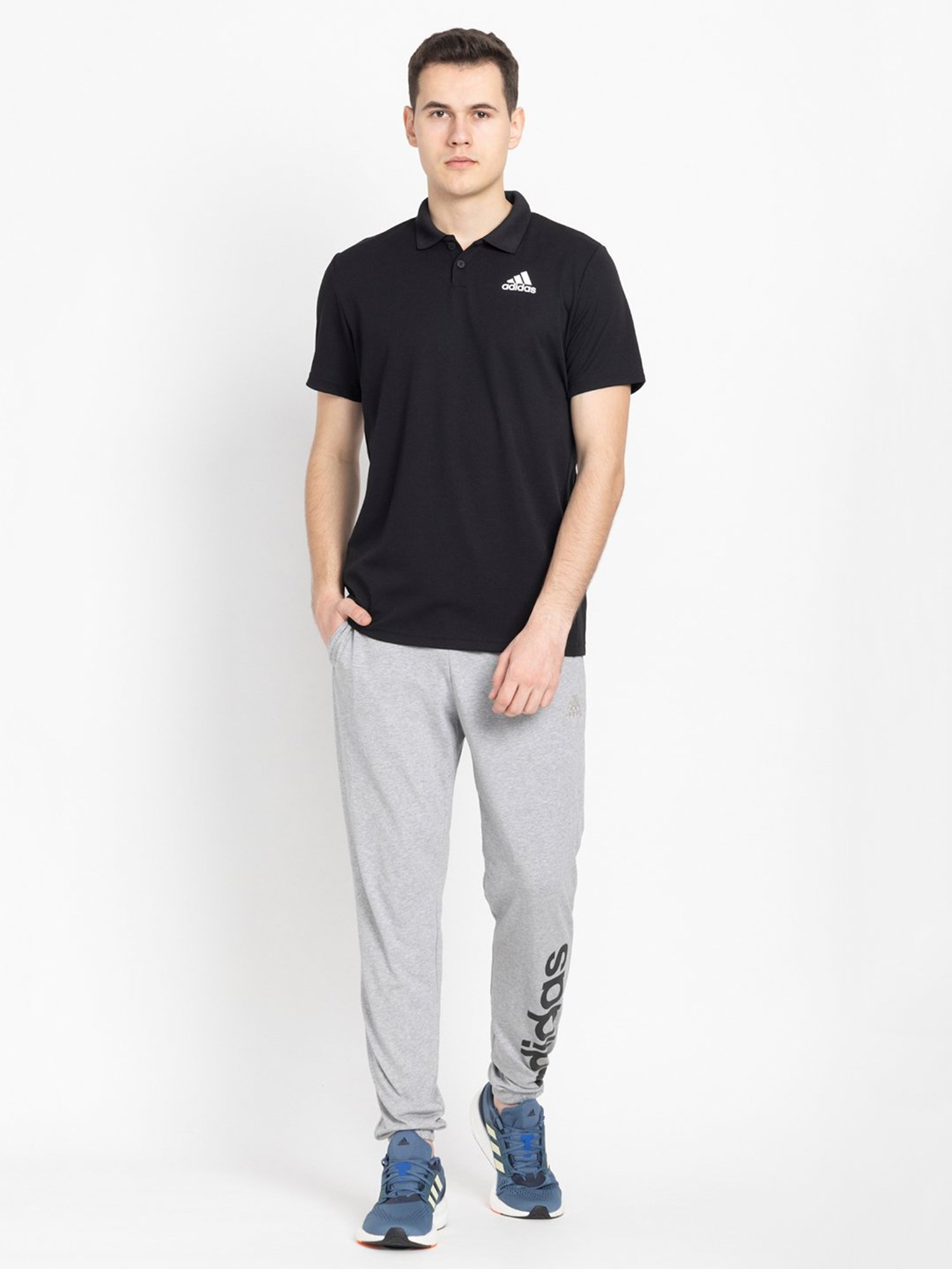 adidas Black Regular Fit Sports Polo T-Shirt