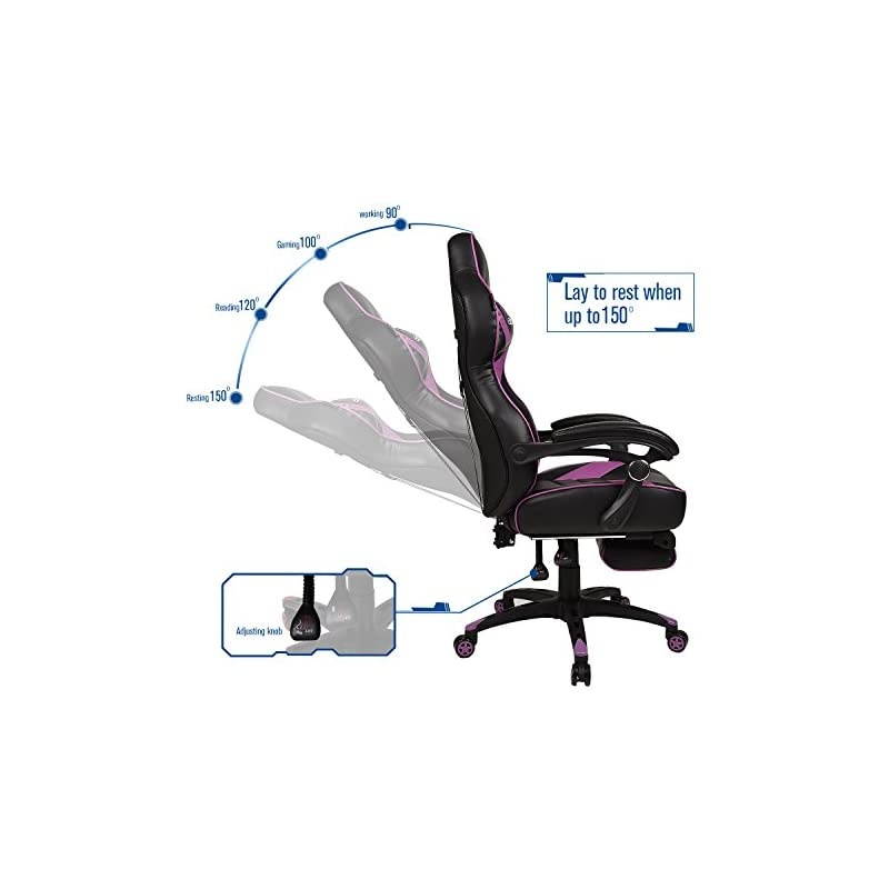 Chair for Adults with Footrest,High Back Swivel Computer Office Chair with Pillows and Lumber Support (Purple)