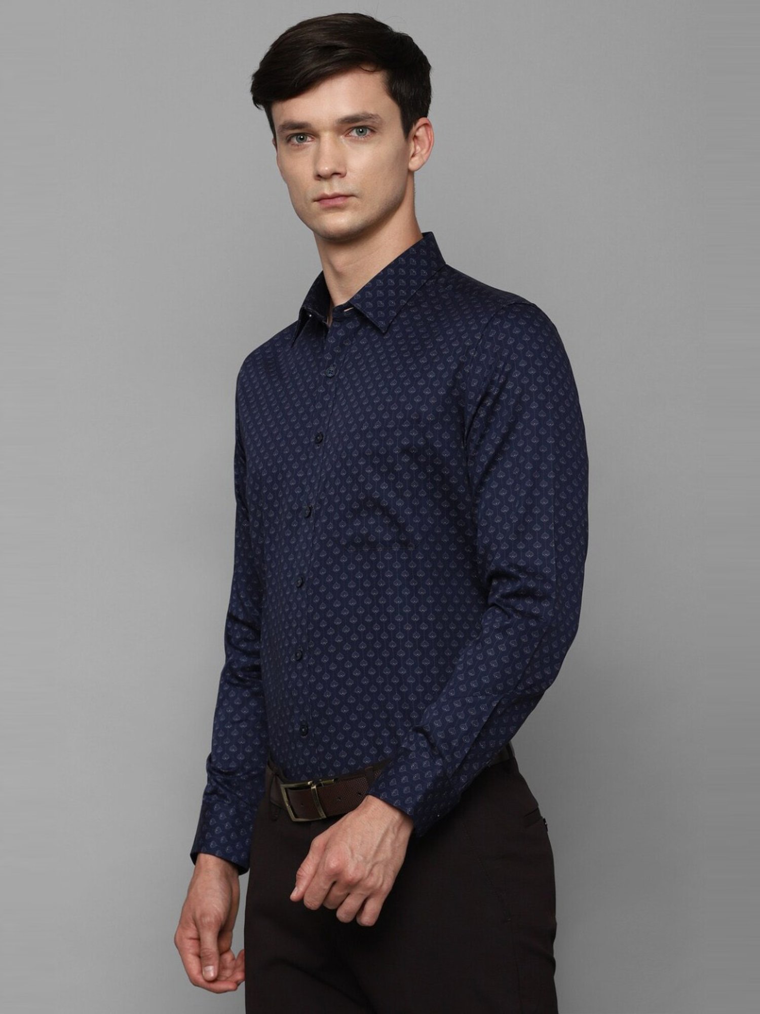 Sojanya Blue Cotton Regular Fit Self Pattern Shirt