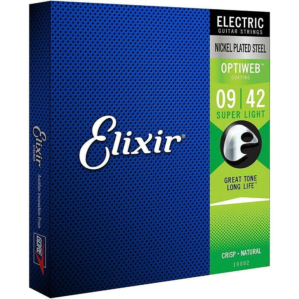 Elixir Electric Guitar Strings with OPTIWEB Coating, Super Light (.009-.042) - 2 Pack