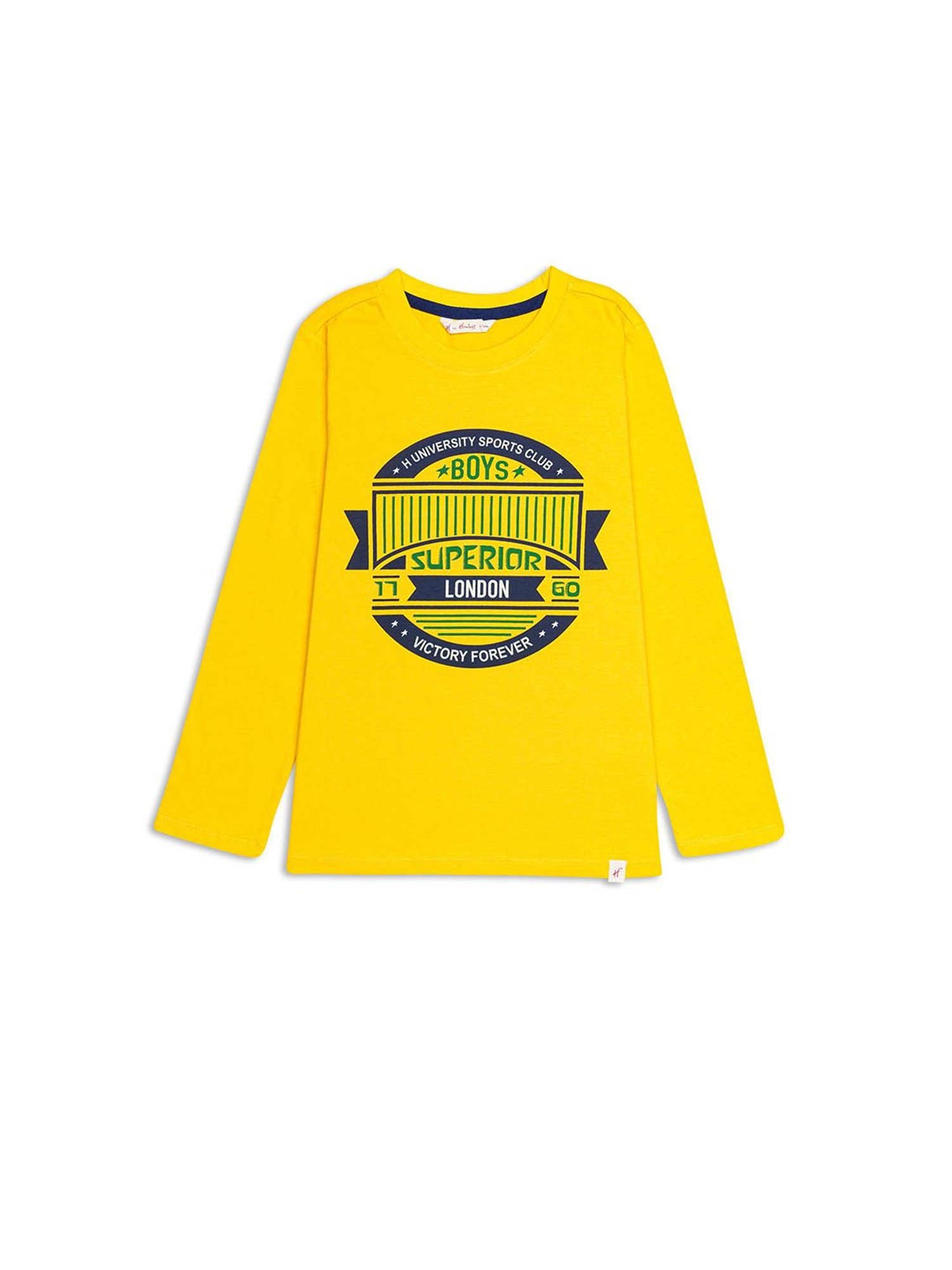 H by Hamleys Boys Yellow Printed Full Sleeves T-Shirt