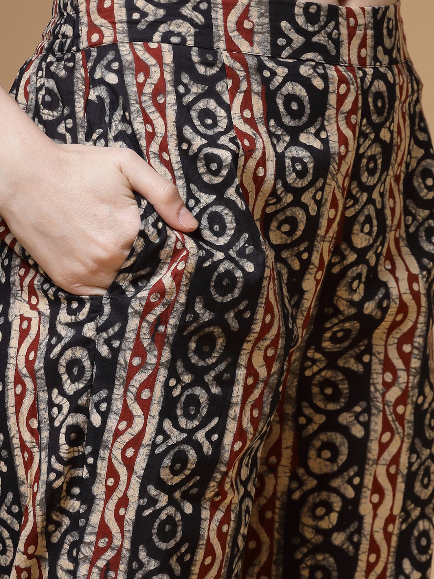 Indibelle Black Cotton Floral Kurta Pant Set