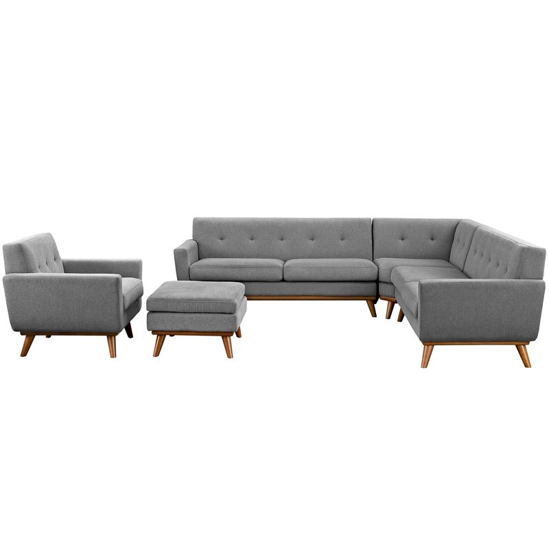 5pc French Seamed Sectional Mona Abstract Gray - Project 62™