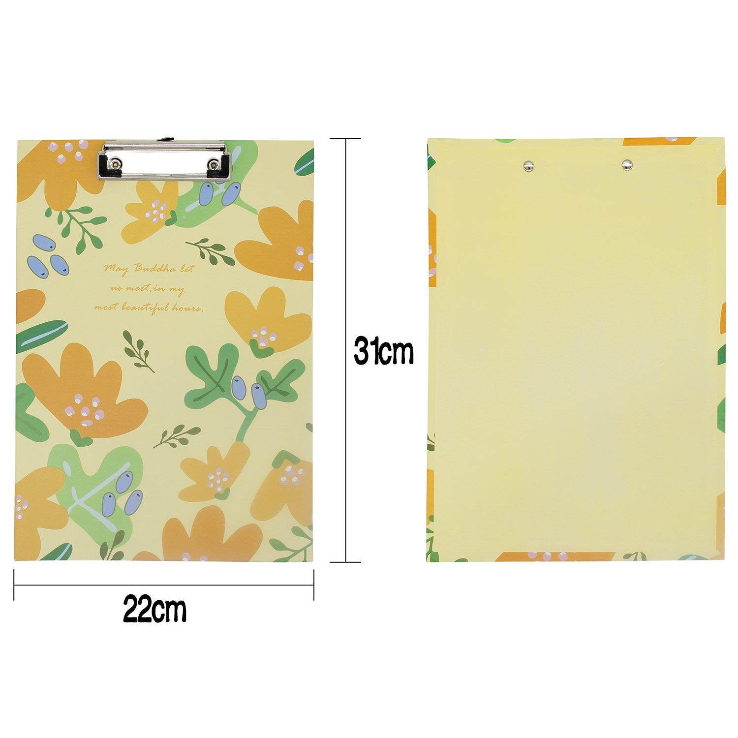 WIWAPLEX Paperboard Letter Size Colorful Clipboards Low Profile Clip 4PCS set, 8-5/8 by 12-1/4 inch