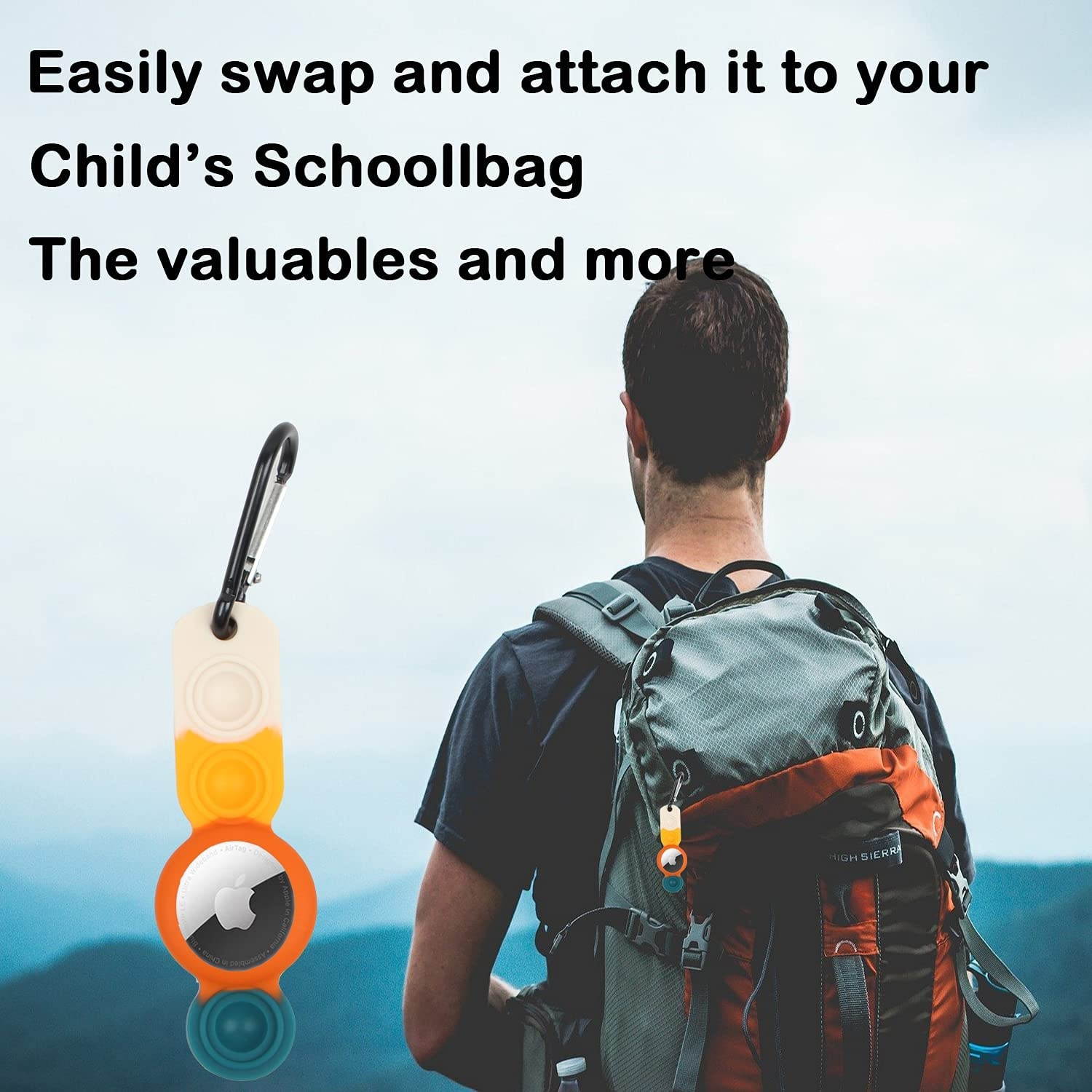 Fidget Toys Case for AirTag Finder, 1-Pack Anti-Scratch Protective Silicone Cover with Keychain Compatible with AirTags 2021 (Rainbow-H)