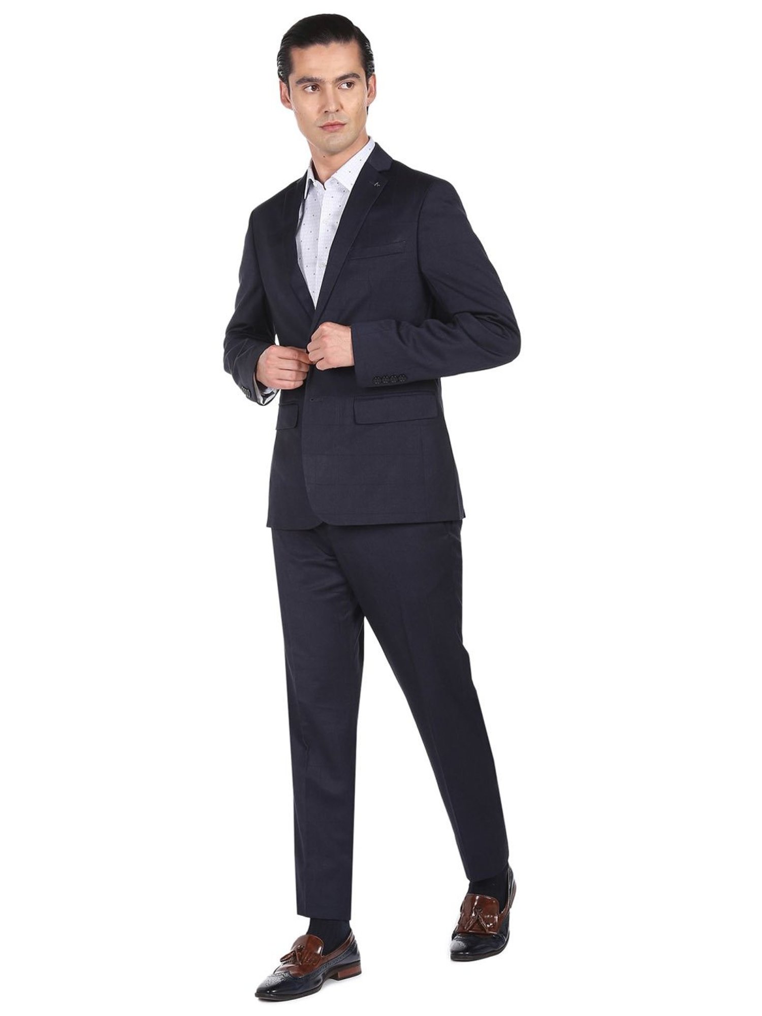 Parx Black Regular Fit Two Piece Suit