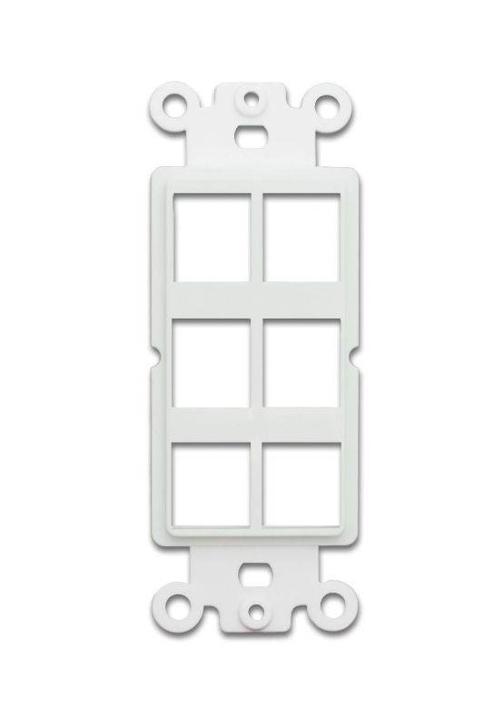 Offex Decora Wall Plate Insert, 6 Hole for Keystone Jack - White