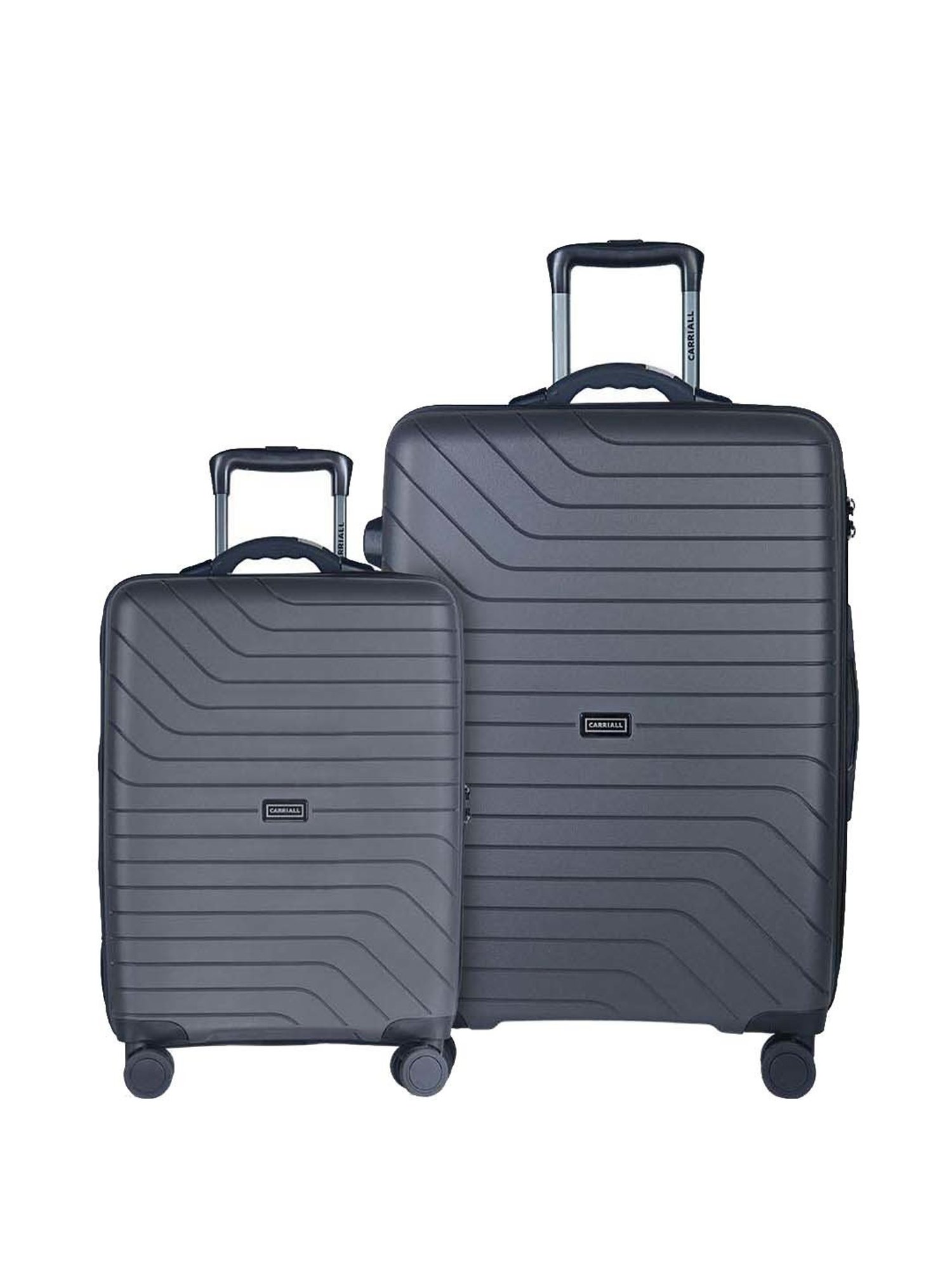 Carriall Groove Grey Striped Hard Trolley Bag Pack of 2 - 55cms & 75cms