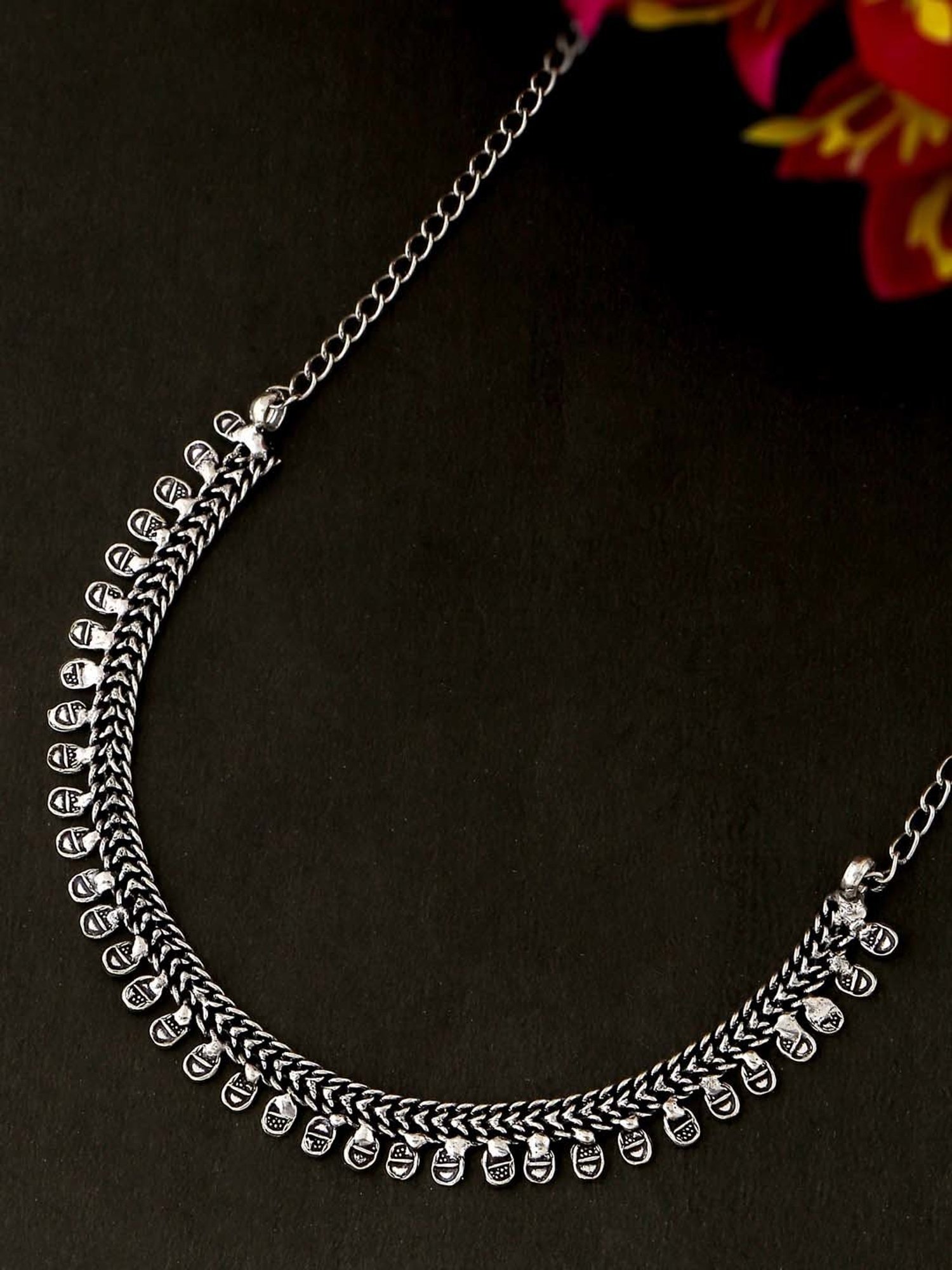 NVR Silver-Plated Oxidized Necklace for Women