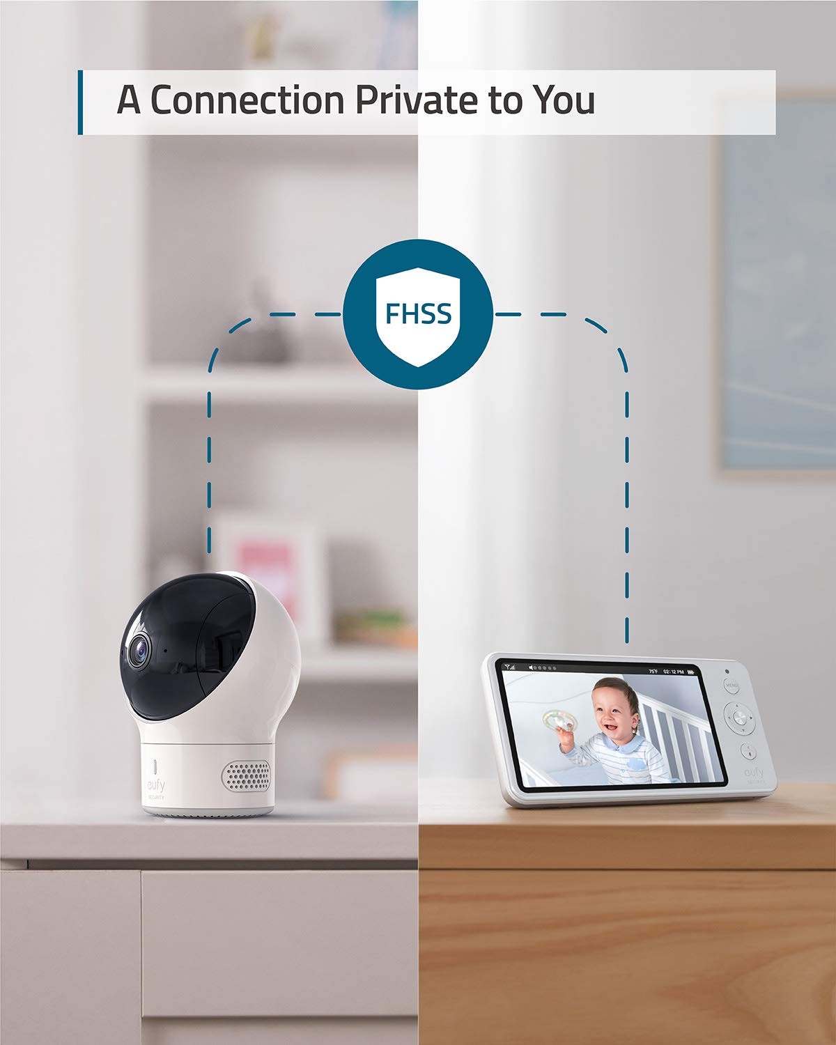 eufy Security, Video Baby Monitor with Camera and Audio, 720p HD Resolution, Night Vision, 5" Display, 110&deg; Wide-Angle Lens Included, Lullaby Player, Ideal for New Moms