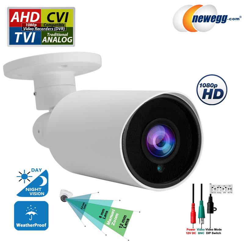 Evertech 1080P HD TVI AHD CVI Day Night Vision Indoor Outdoor CCTV Bullet Security Camera