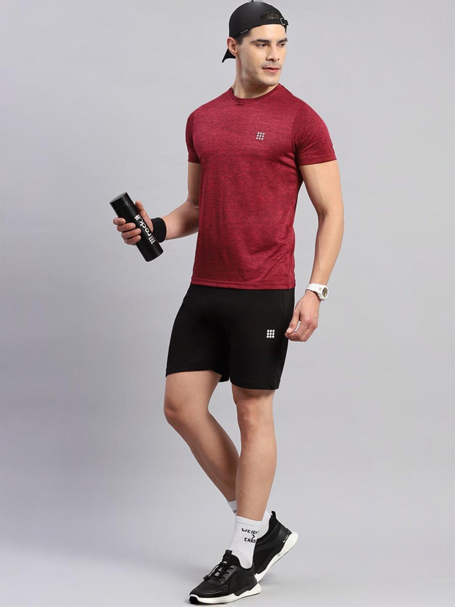 Rock.it Wine Regular Fit Self Pattern T-Shirt