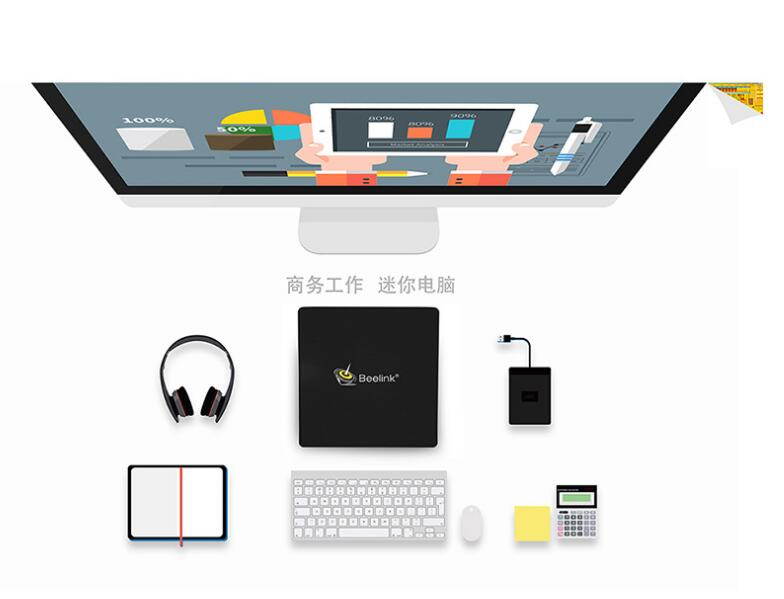 Intel M1_4G+64G N3450 CPU BT4.0 Win10 mini computer supports dual screen display for mobile office and home