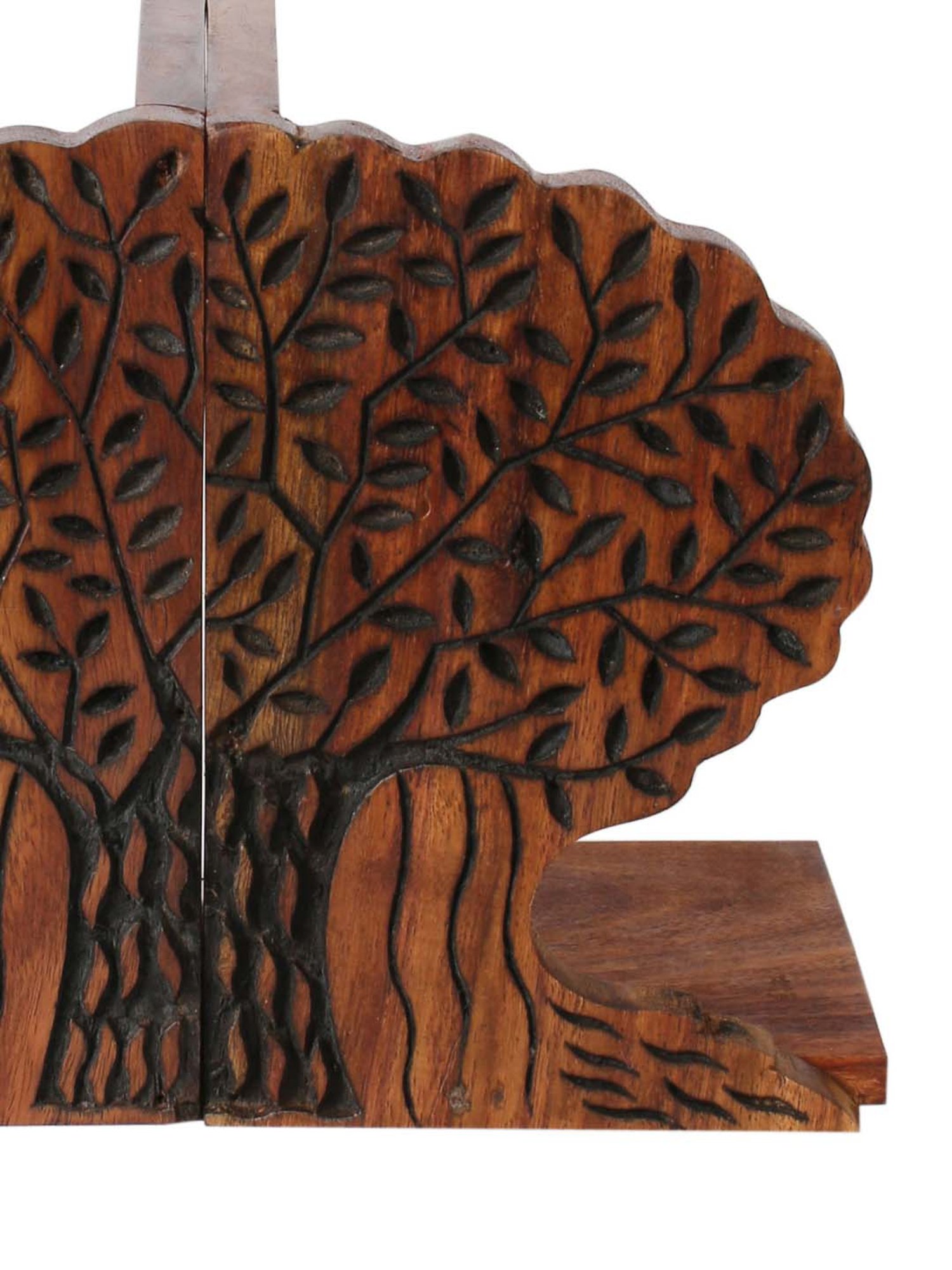 VarEesha Brown Sheesham Wood Banyan Tree Shaped Bookend - Set of 1