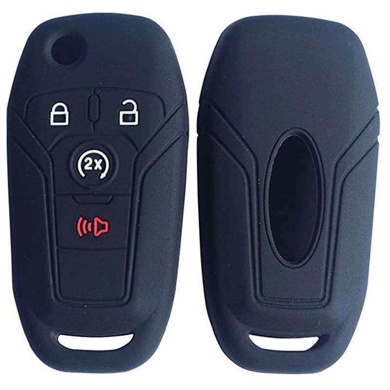 Silicone Car Remote Key Fob Cover Case For Ford F150 F250 F350 Fusion Fiesta Mustang Explorer Skin Jacket 4 Button bluewhitered