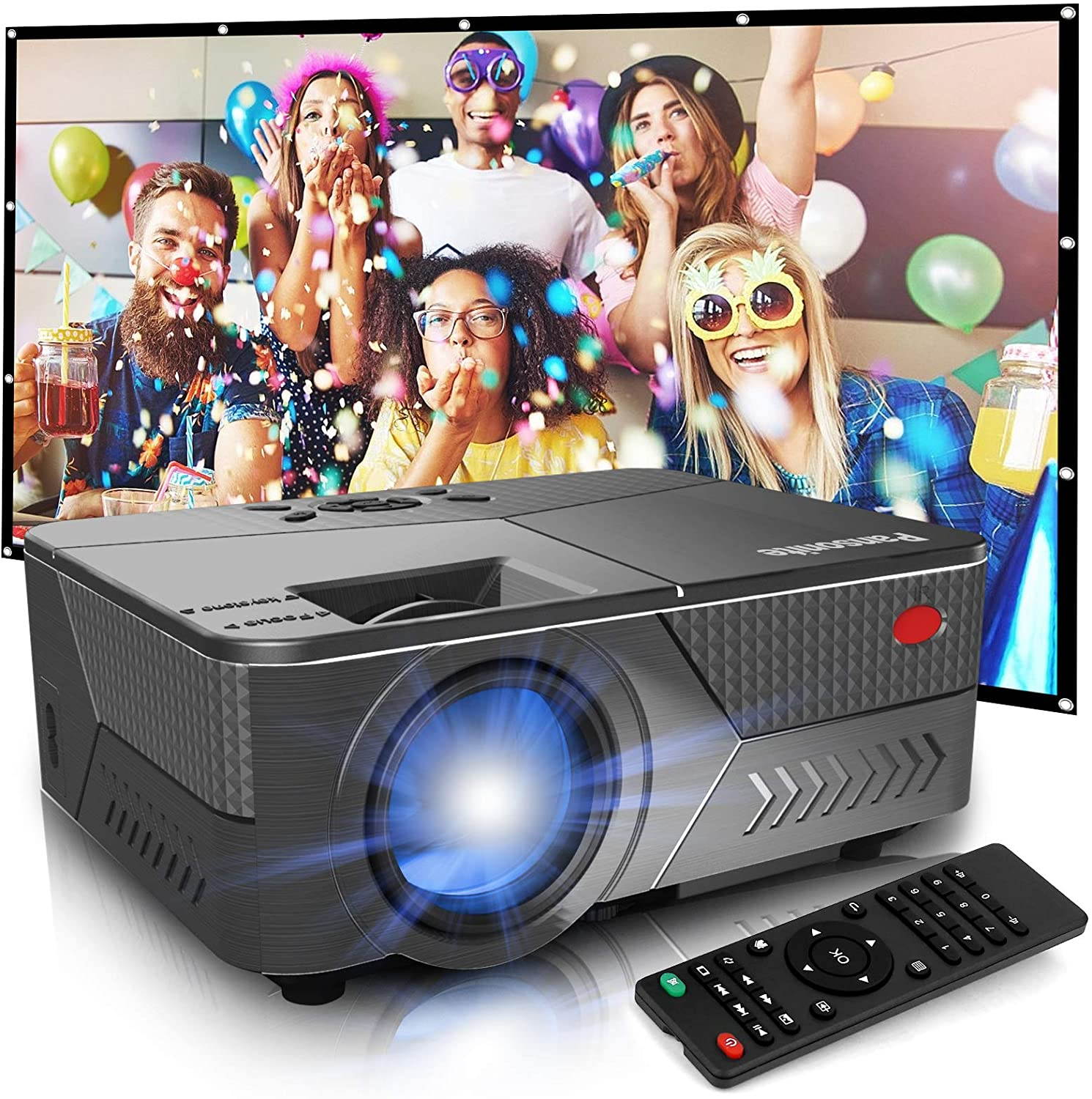 Pansonite Mini Projector with High Brightness Support 1080P and 200'' Display,Portable Projector Compatible with TV Stick/iPhone/Android/HDMI/USB/PS5 (Latest Upgrade)