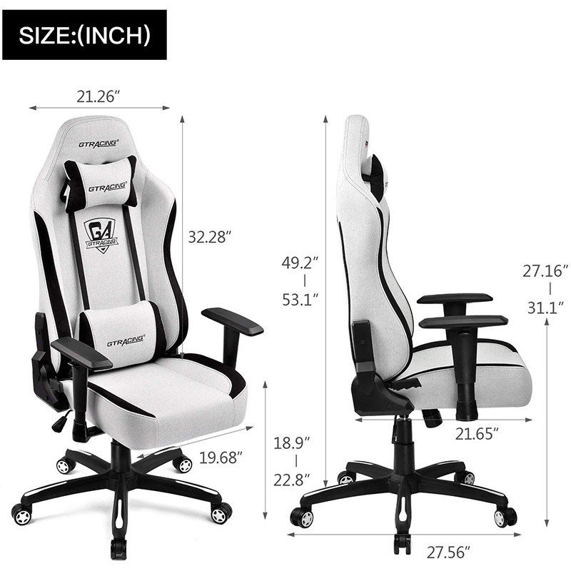 GTRACING Gaming Chair Office Chair High Back Fabric Computer Chair Desk Chair Pc Racing Executive Ergonomic Adjustable Swivel Task Chair and Headrest