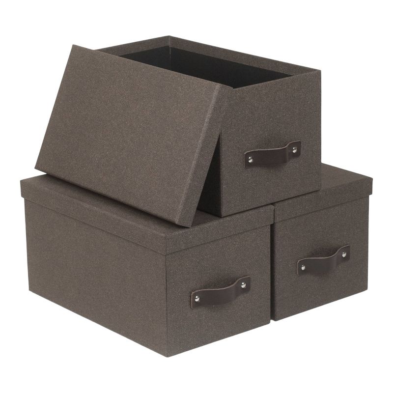 Set of 3 Silvia Canvas Media Box Dark Brown - Bigso Box of Sweden