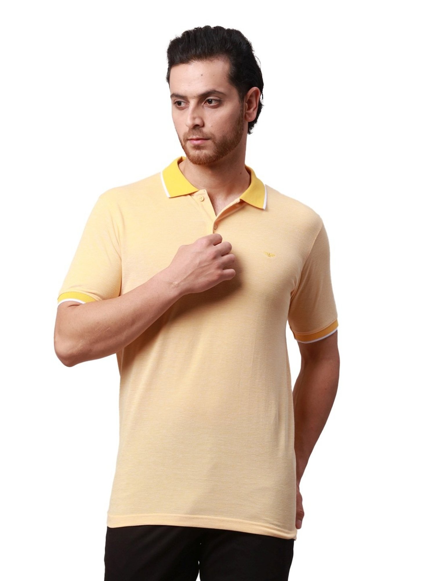 Park Avenue Yellow Slim Fit Polo T-Shirt