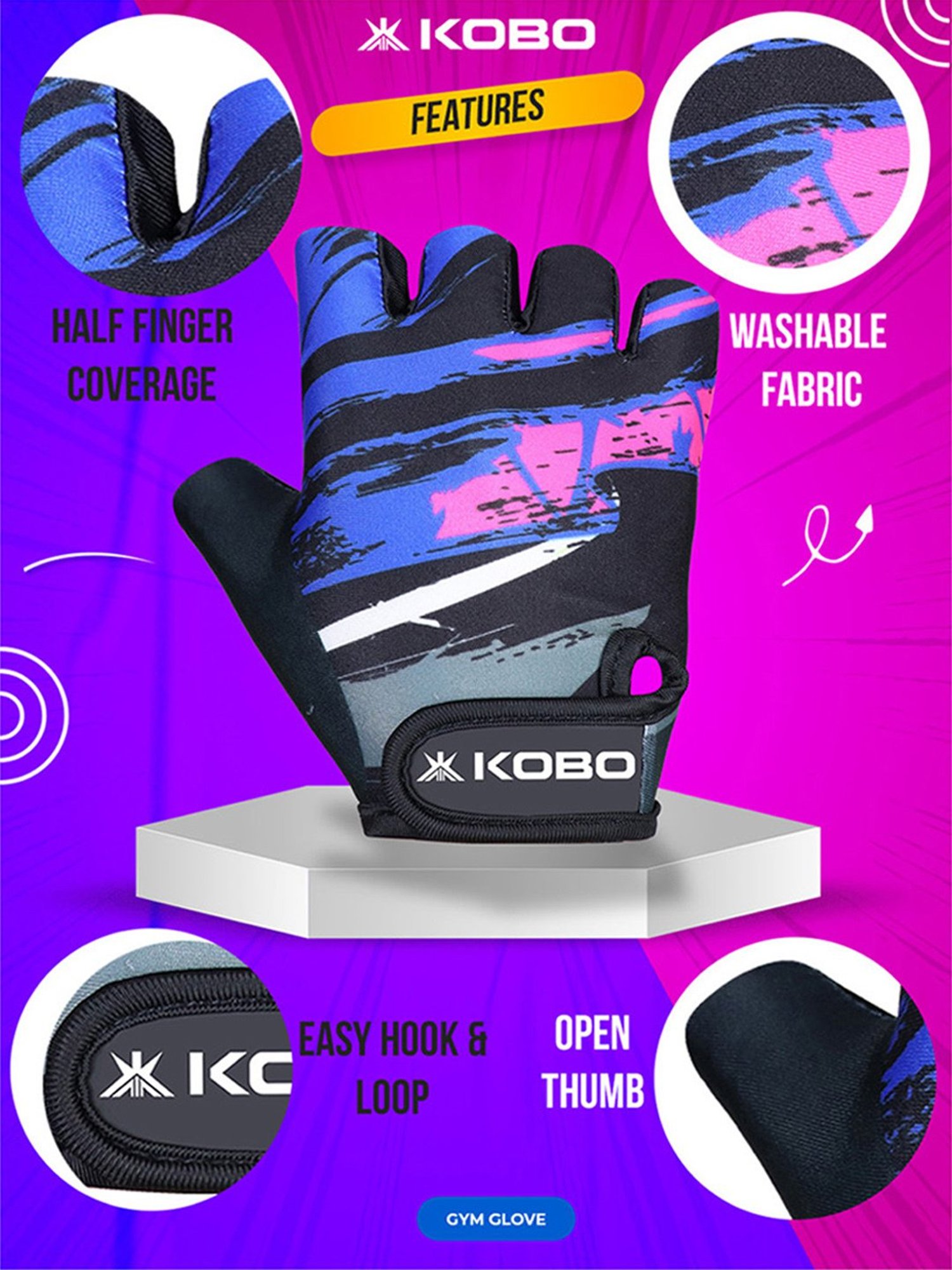 Kobo Weight Lifting Gym Gloves (Blue) Size - L