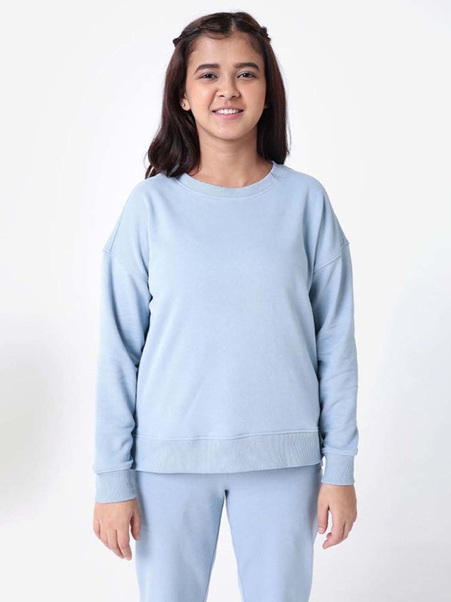 BlissClub Blue Relaxed Fit Sports Sweatshirt