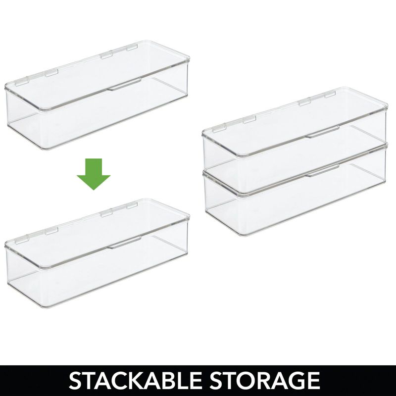 mDesign Plastic Stackable Kitchen Grill Accessories Storage Box, 4 Pack - Clear