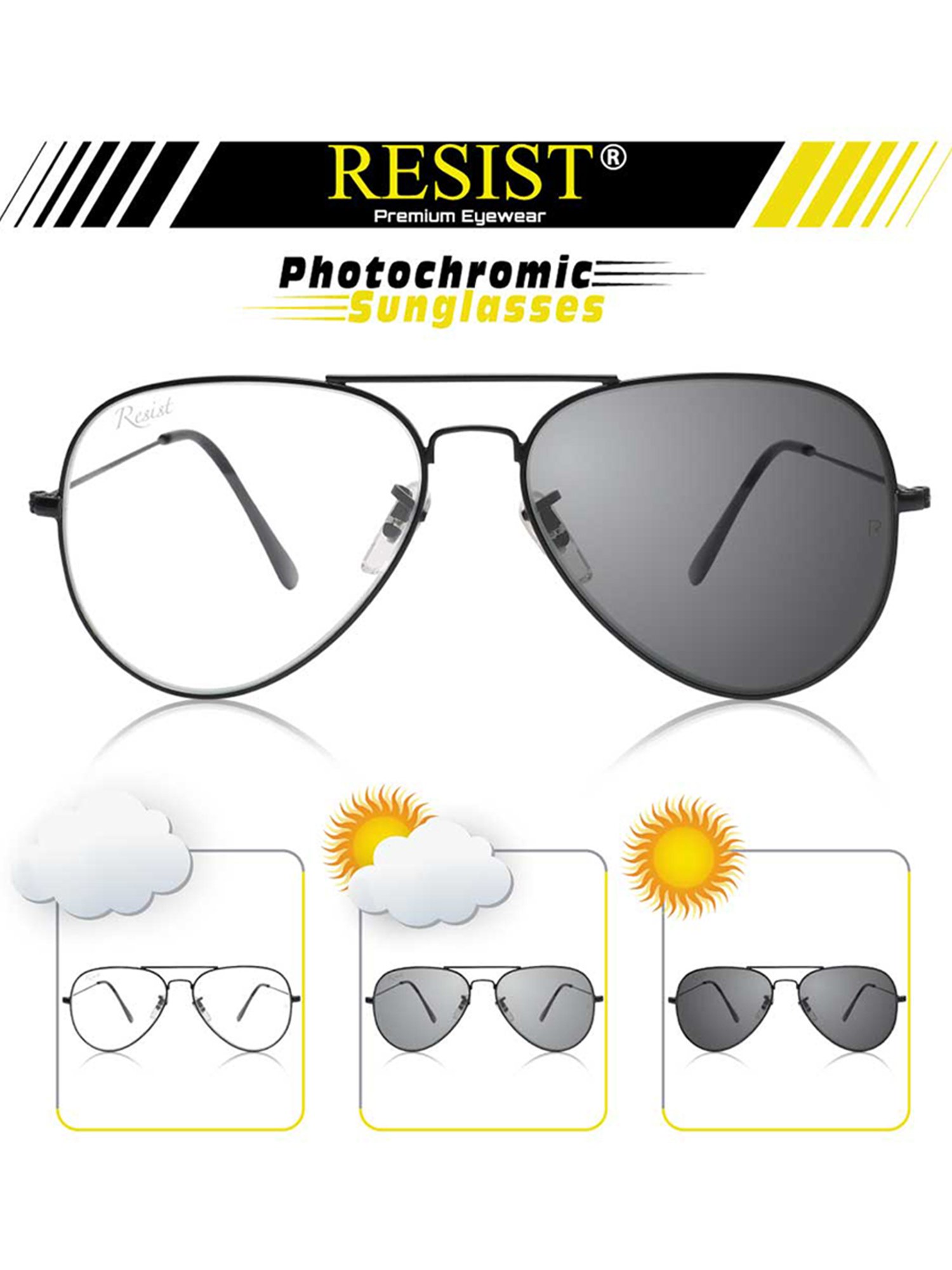 Resist Eyewear Clear Aviator UV Protection Unisex Sunglasses