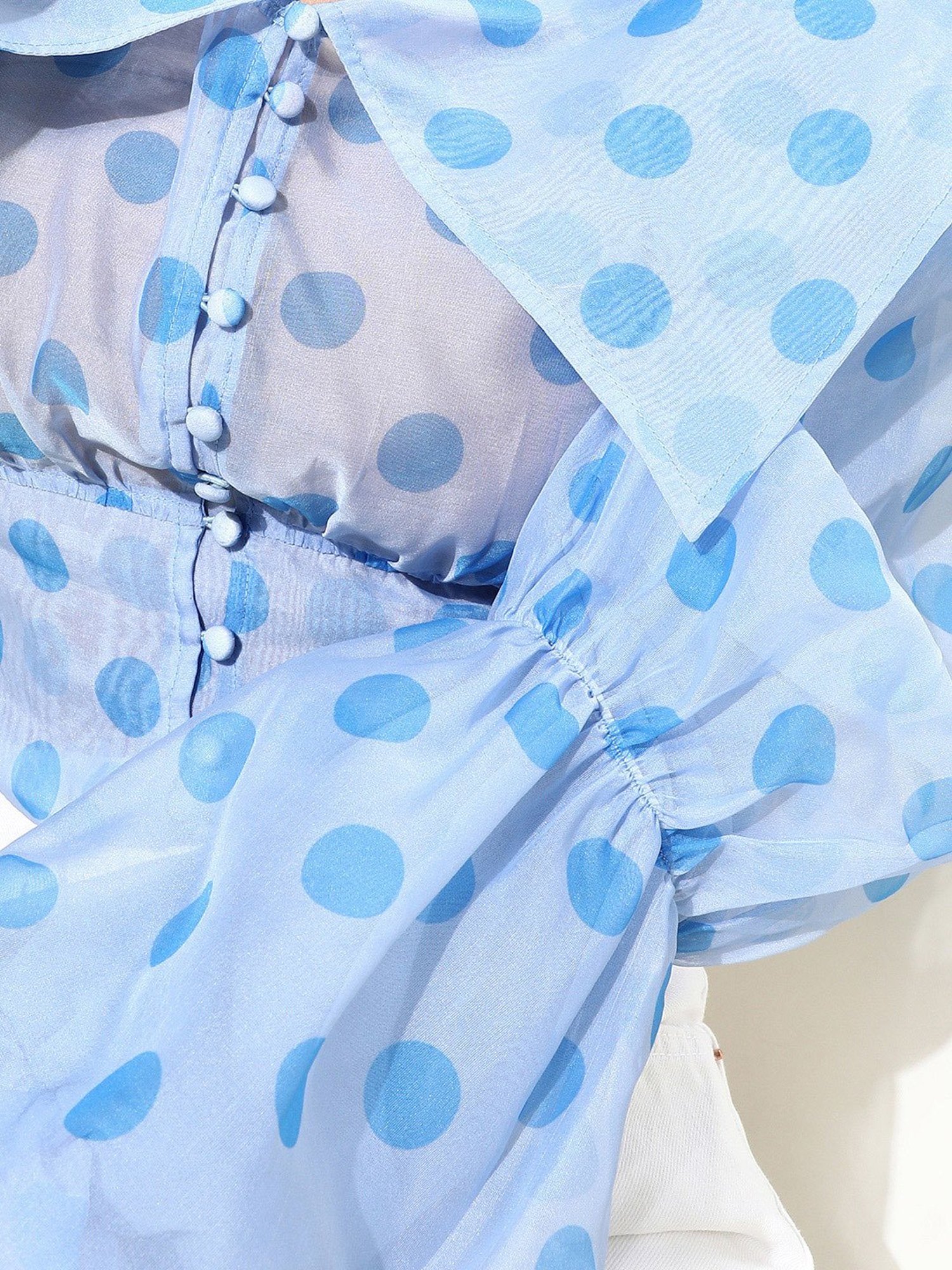 KASSUALLY Light Blue Polka Dot Top