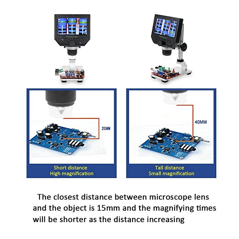 600X Microscope,  600X 4.3" LCD Display 3.6MP Electronic Digital Video Microscope Portable LED Magnifier for Mobile Phone Maintenance QC/Industrial/Collection Inspection