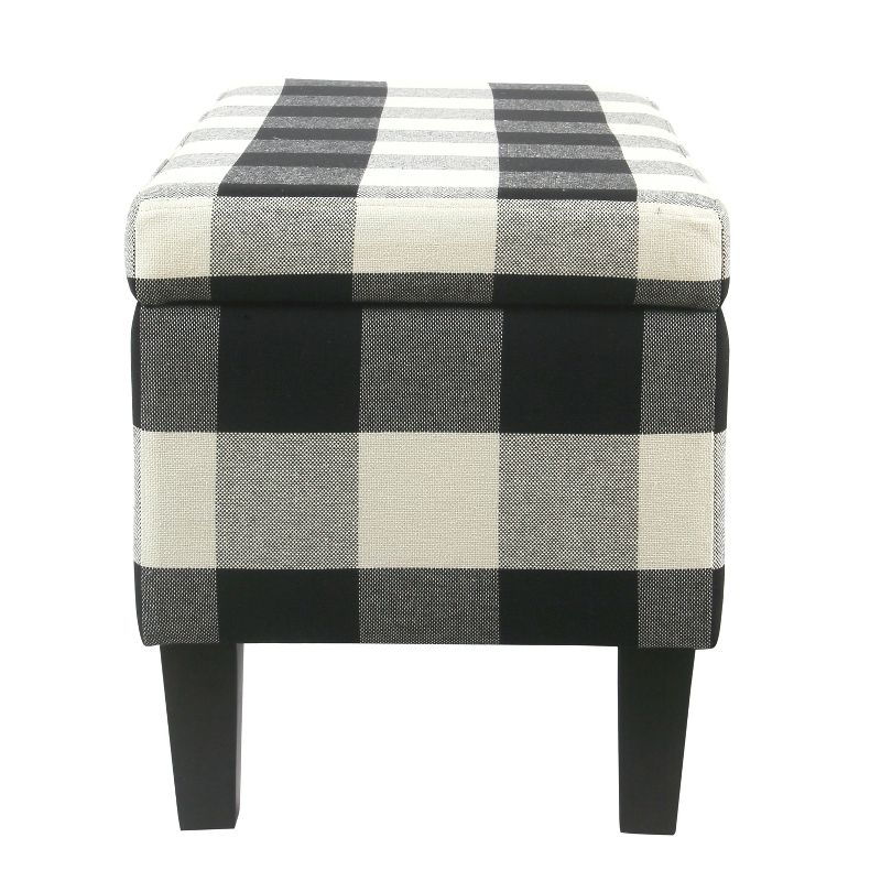 Large Decorative Storage Bench Black Plaid - HomePop