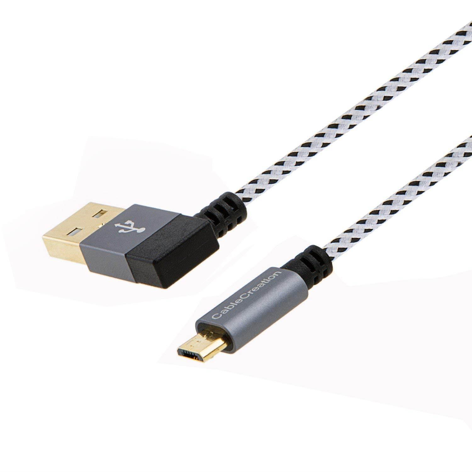 CableCreation [2-Pack] 10 Feet L Shape USB 2.0 Charging Data Cable, Right Angle USB A to Micro USB Cable, Compatible Android Smart Phones, Galaxy S7 Edge, Moto G5, PS4, 2M, Space Gray